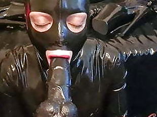 Slave Slut-Orgasma Celeste Latex Sloppy Deep Throat Training