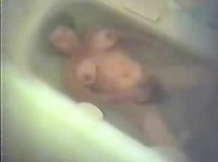 My hairy mum caught masturbating in bath tube. Hidden cam