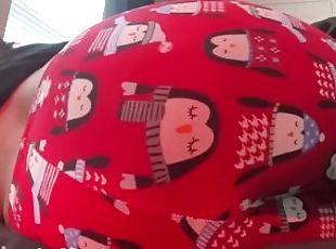 Bubbly Morning farts from juicy ebony booty in Red pjs