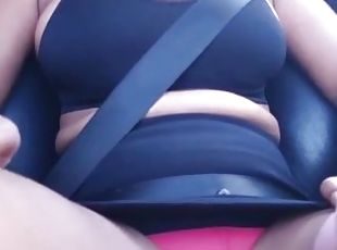 Teasing Beautiful Latina Upskirt Flashing Cameltoe Removes Panty While I was Driving the Car - POV