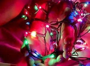 Black Girl Has Feet Tied Up in Christmas Lights While Getting Fuck