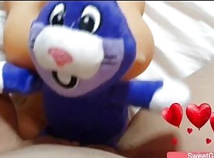 Lesbian Tribbing Threesome - Teen Humps soft toy Plushie Teddy & Tribs Sex Doll together in Threeway