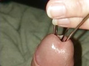 Femdom Extreme CBT Cock Torture. Needles, Urethral Stretching with cum shot