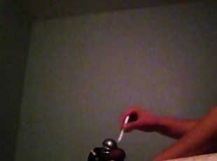 CBT Burning a Caged Cock with her Cigarette. Locked in Chastity for Life!