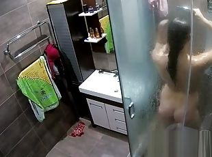 Sasha takes a shower after sex with peter : HIDDEN CAM (shower) RealLife