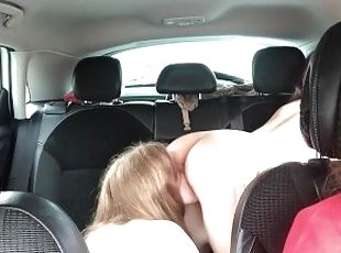 Let GF lick her best friend’s pussy while driving a car