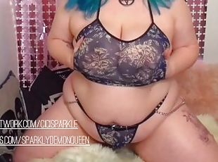 Chubby stepsis is a horny, busty slut and you can't stop watching her masturbate