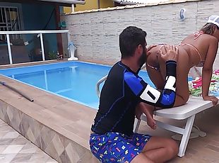 teta-grande, estilo-cão, anal, chupanços, latina, marido, piscina, cavalgando