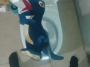 Blue dinosaur t-rex Peeing