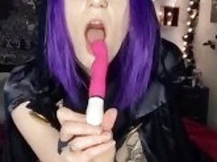 Raven from titans cosplay solo orgasm with pink toy