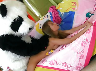 Blonde Tammi is sucking panda's dick