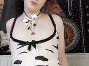 Gothic femboy cowgirl compilation, Nuni cums hands free