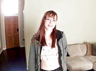 hundestilling, pikslikkeri, synsvinkel, ung-18, i-ansigtet, sperm, naturlig, brunette, realitet