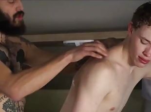 Twink stepson walks in on stepdad who is masturbating and gets fucked