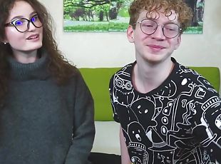 Redhead Amateur couple fucking on webcam - Brunette Teen Camgirl slut in eyeglasses
