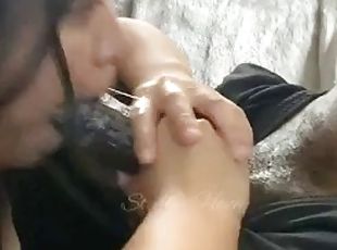 Sloppy deepthroat Asian interracial