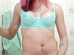 Emo trans girl was too horny and ended up cumming a lot