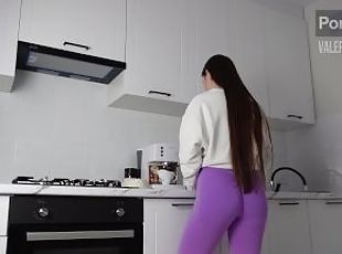 Girl cheated with a neighbor to her husband right in the kitchen - cum inside. Valeria Sladkih