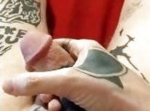 Fan Request Solo Masturbating and Cumming with large Prince Albert jewelry