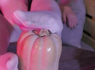 Nylon Feet Rubbing The Big Elongate Pumpkin