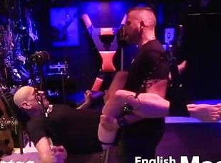 Leather Dom fucks his skinhead slave in sling then crempies and feeds cum ass to mouth PREVIEW