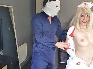 медсестра, піхва-pussy, мила, божевільна, блондинка, лікарня, хелловін