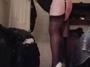 Hot crossdresser trap showing lingerie