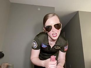 Top gun flight suit military girl dominatrix femdom jerk off instruction handjob
