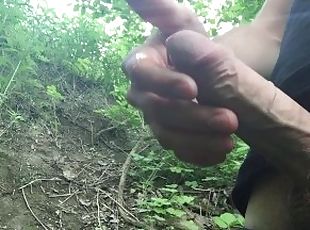 Amateur Guy Is Jerking Off And Milking Dick In The Woods/ Huge Cumshot