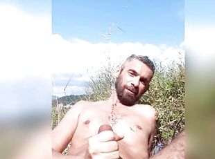 OUTDOOR JERKING OFF,  CUMSHOT & PISS