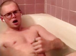 Big Dick jock moaning a lot jerking in the bathtub