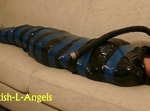 gros-nichons, bdsm, esclave, seins, fétiche, latex, bondage, masque, caoutchouc