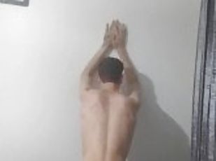 Flat chested teen with small ass loves to twerk for his viewers