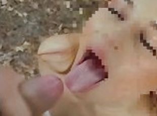 Sucking his dick at the park, Public blowjob, Public cumshot