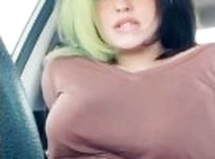 Shego Milf masturbates in public in car