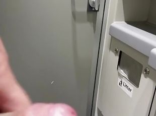 Risky train toilet wank with door unlocked.  What happens next is in full vid in fan club :)