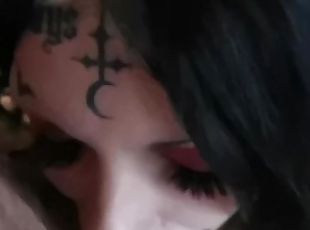 Tattooed goth ts bunny blowjob (more on of)