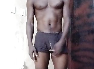 African Hunk Piss Drinking whipping his cock and ass getting hard