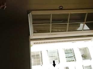 Curious neighbor watching me naked masturbating at open window