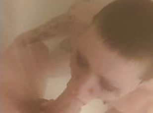 A clip of me choking on daddy's cock in the shower????????