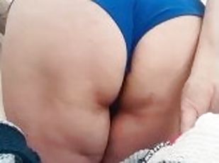 The satin blue panties pussy peak