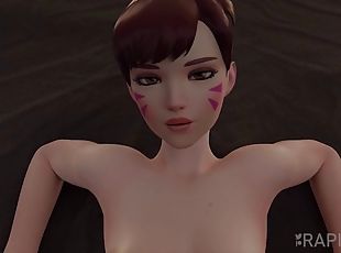 Skinny watcher D.va fucks missionary mode with her best friend