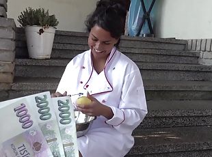 Czech brunette gives POV Blowjob for money