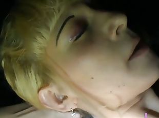 Trucker fucking Russian blonde slut and cum in mouth