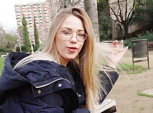 Blonde Nerd Loves Public Fucking and tit flashing - fun outdoors