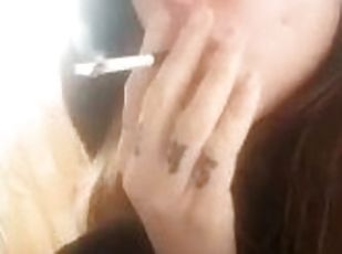 Stoner Beth Smoking a Marijuana Cigarette Outside