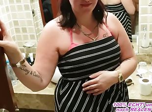 German chubby teen girl next door swallows cum for the first time