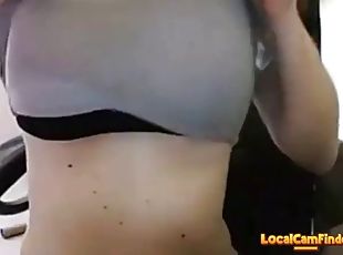Woman flashes big boobs on cam