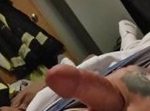 Massive cumshot after stroking my rock hard cock