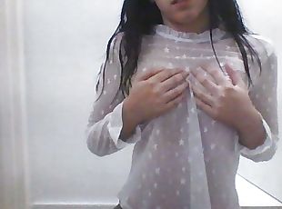 Girl in transparent clothes masturbating